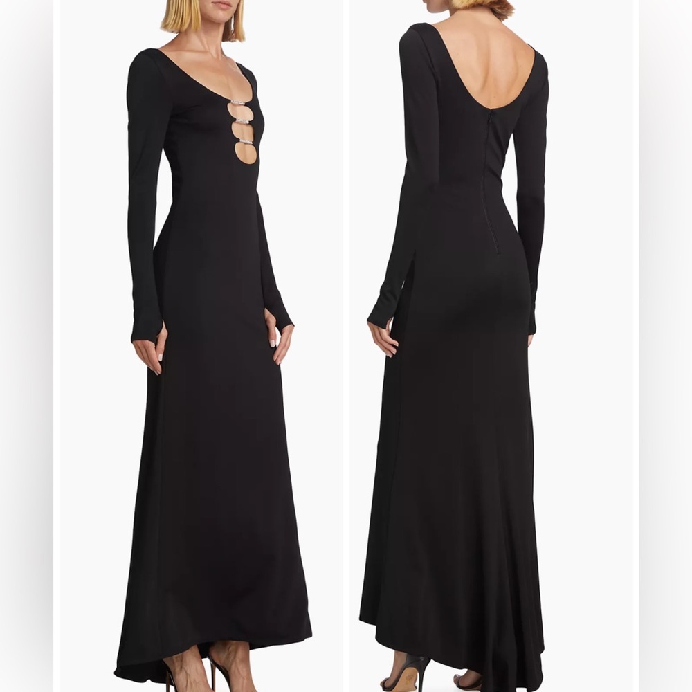 Alice + Olivia Kalena Jersey Cut-Out Maxi Dressa Black